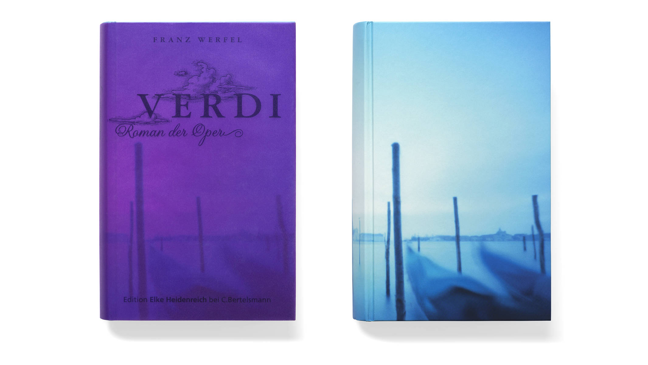 Buchumschlag für Franz Werfels »Verdi – Roman der Oper«, Gondeln in Venedig. © Martin Geier